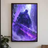Mystical Undead Warrior with Glowing Sword Artistic Poster PosterGoat