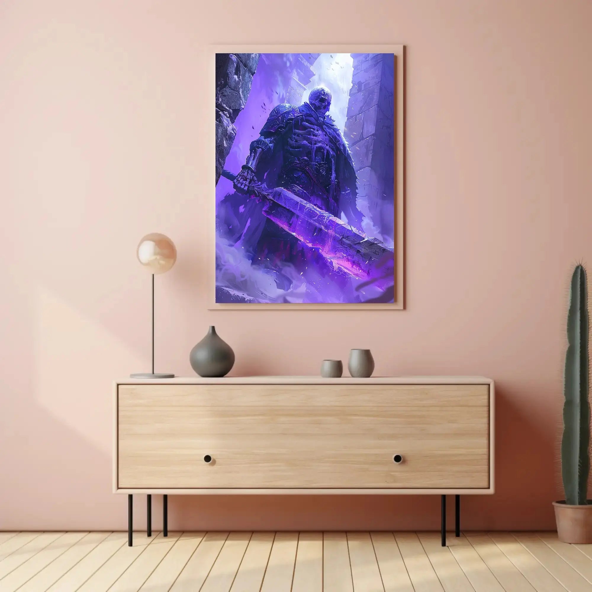 Mystical Undead Warrior with Glowing Sword Artistic Poster PosterGoat