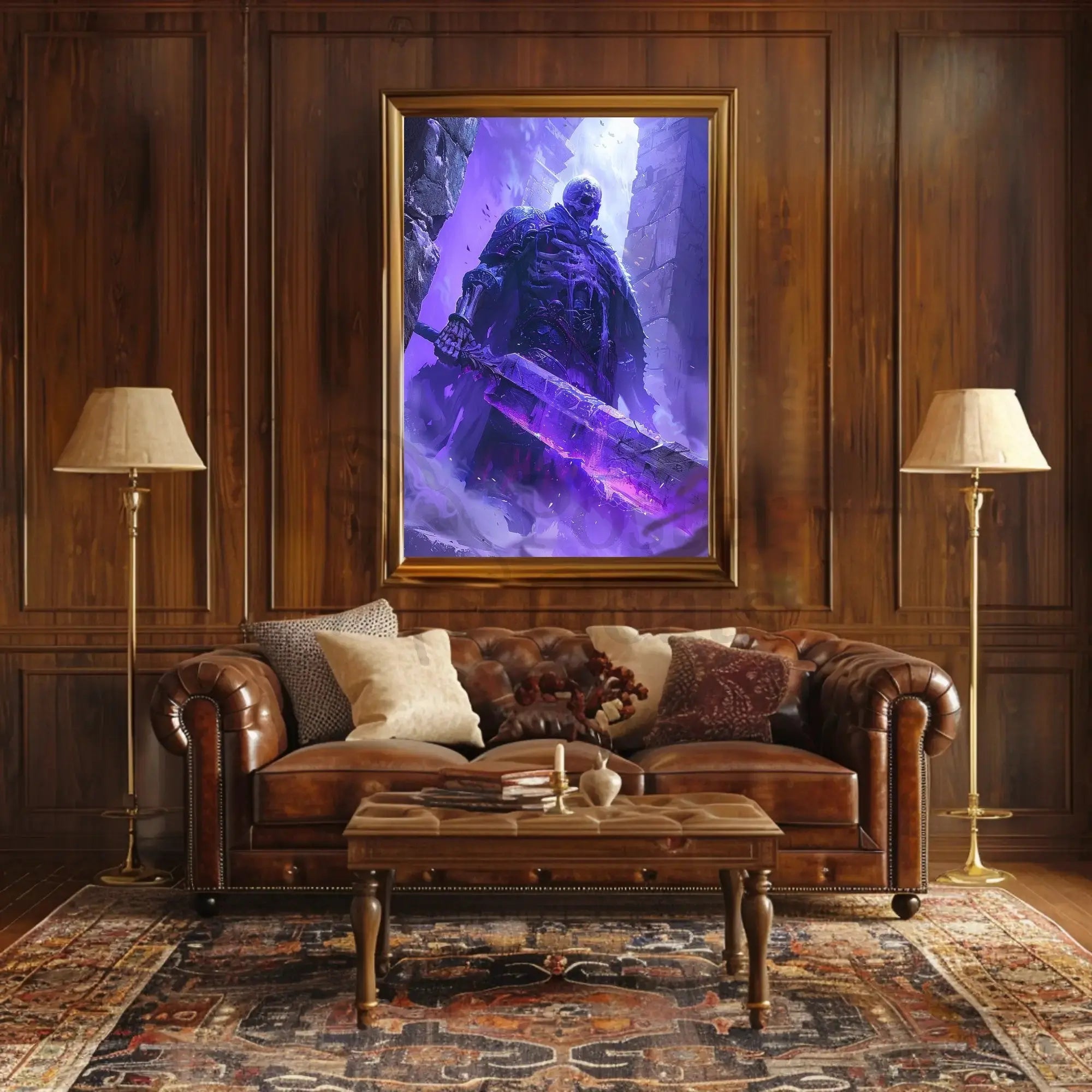 Mystical Undead Warrior with Glowing Sword Artistic Poster PosterGoat