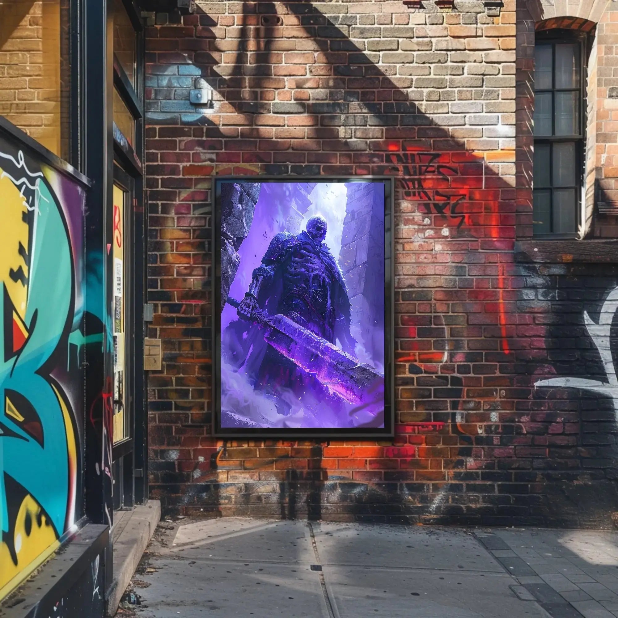 Mystical Undead Warrior with Glowing Sword Artistic Poster PosterGoat
