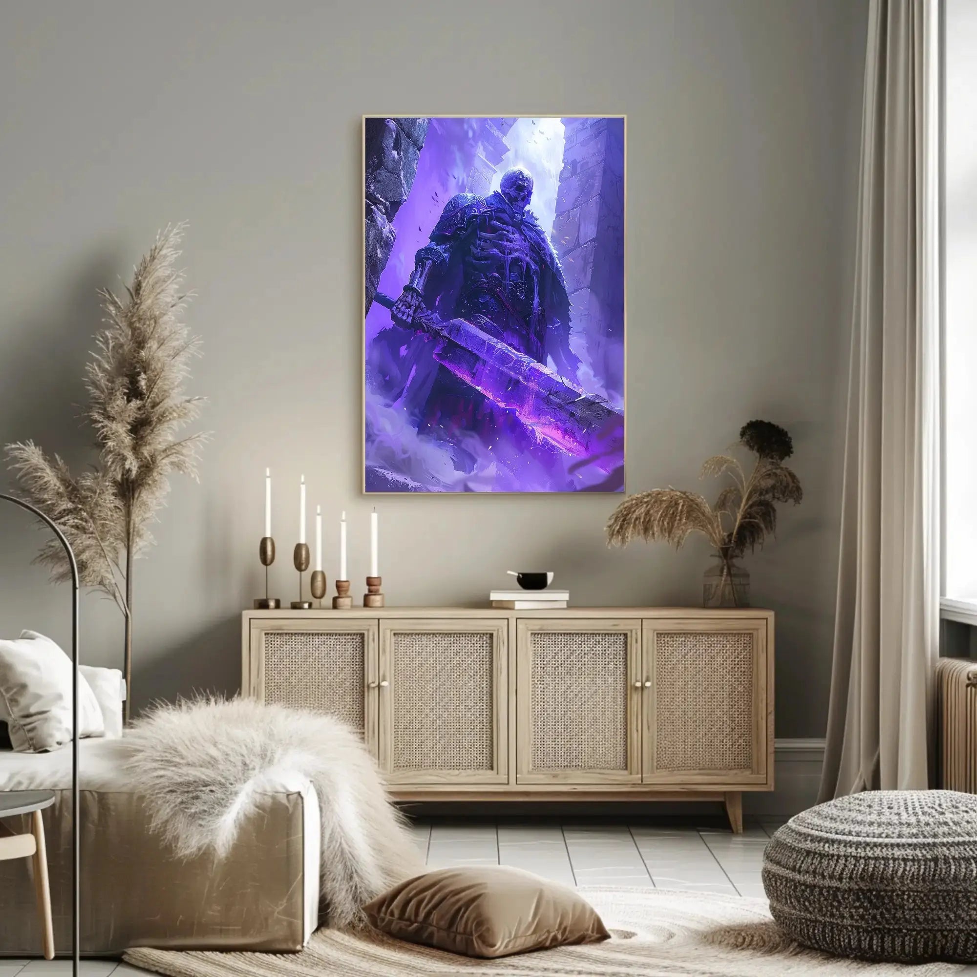 Mystical Undead Warrior with Glowing Sword Artistic Poster PosterGoat