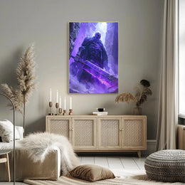 Mystical Undead Warrior with Glowing Sword Artistic Poster PosterGoat