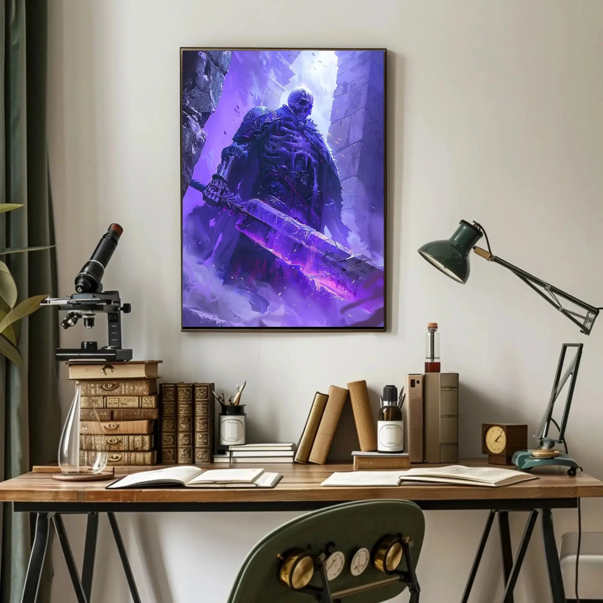 Mystical Undead Warrior with Glowing Sword Artistic Poster PosterGoat