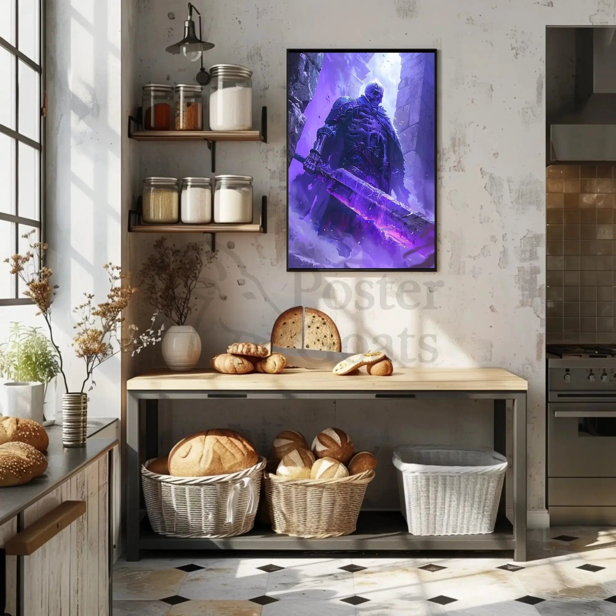 Mystical Undead Warrior with Glowing Sword Artistic Poster PosterGoat