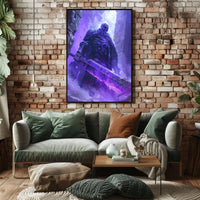Mystical Undead Warrior with Glowing Sword Artistic Poster PosterGoat
