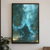 Mystical Wizard in Grand Library Fantasy Art Poster PosterGoat