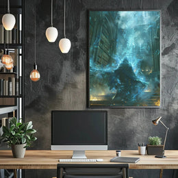 Mystical Wizard in Grand Library Fantasy Art Poster PosterGoat