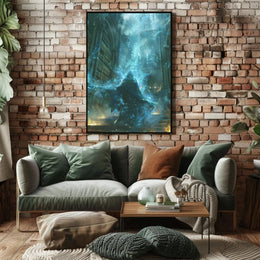 Mystical Wizard in Grand Library Fantasy Art Poster PosterGoat