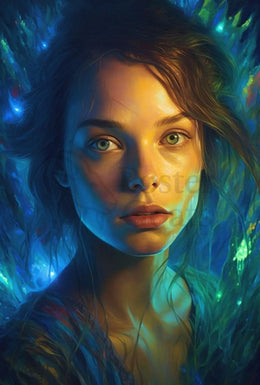 Mystical Woman in Fantasy Setting Artistic Poster PosterGoat