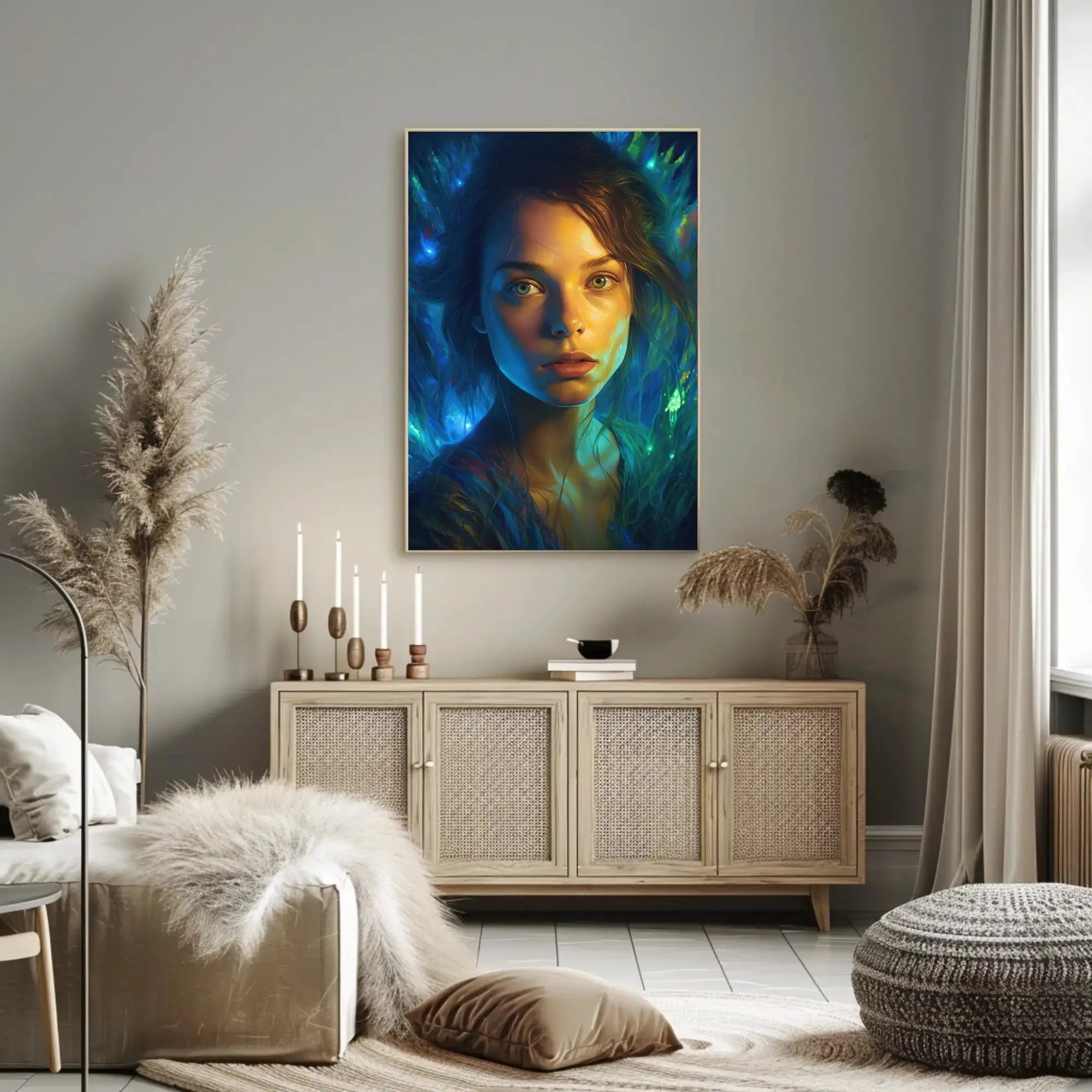 Mystical Woman in Fantasy Setting Artistic Poster PosterGoat