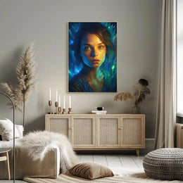 Mystical Woman in Fantasy Setting Artistic Poster PosterGoat