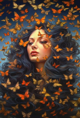Mystical Woman with Butterflies Artistic Poster PosterGoat