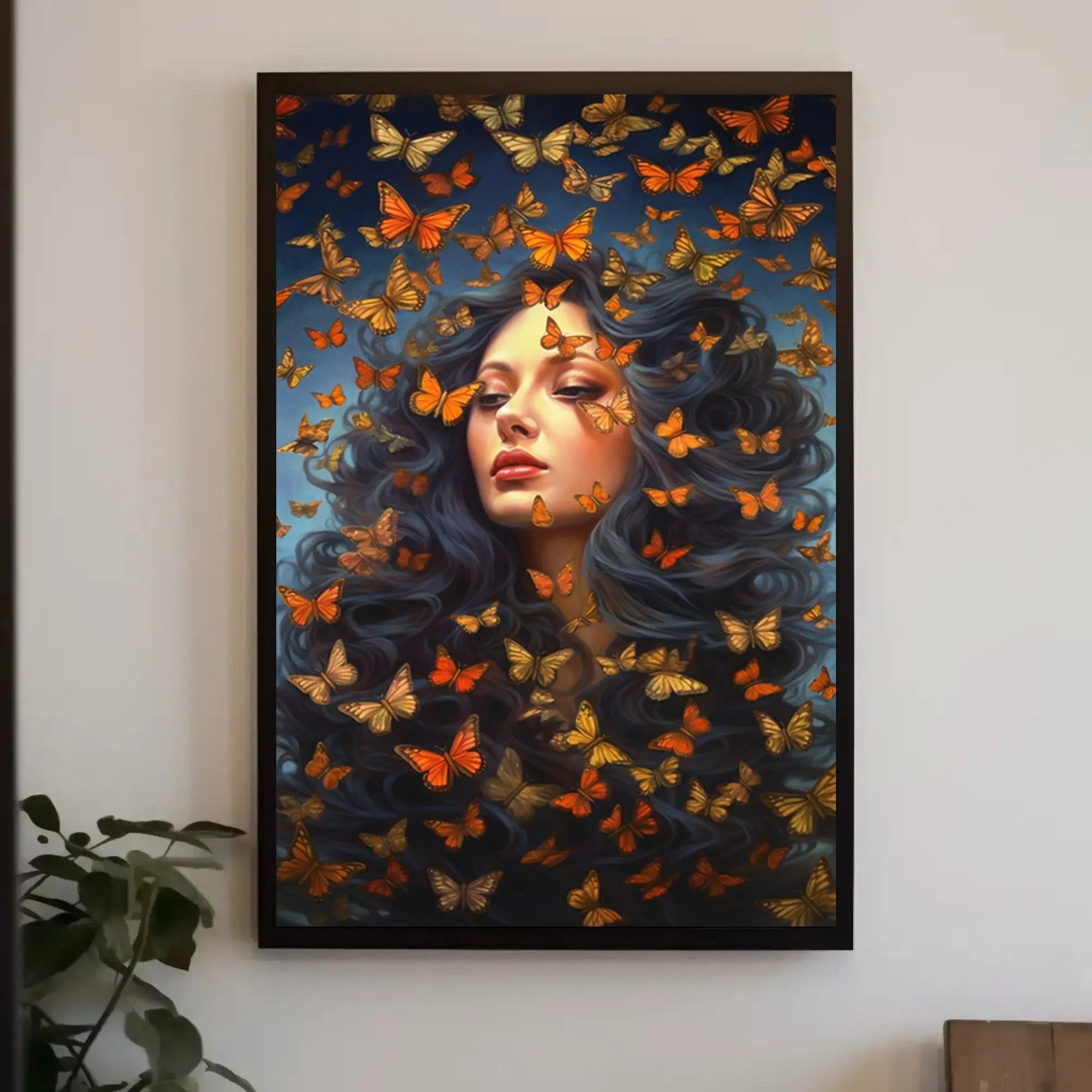 Mystical Woman with Butterflies Artistic Poster PosterGoat