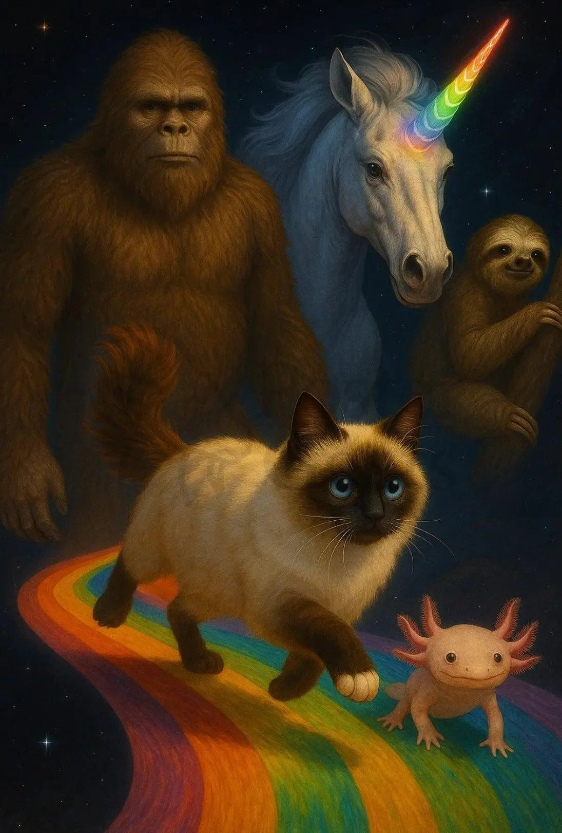 Mythical Creatures on Cosmic Pathway Animal Poster PosterGoat