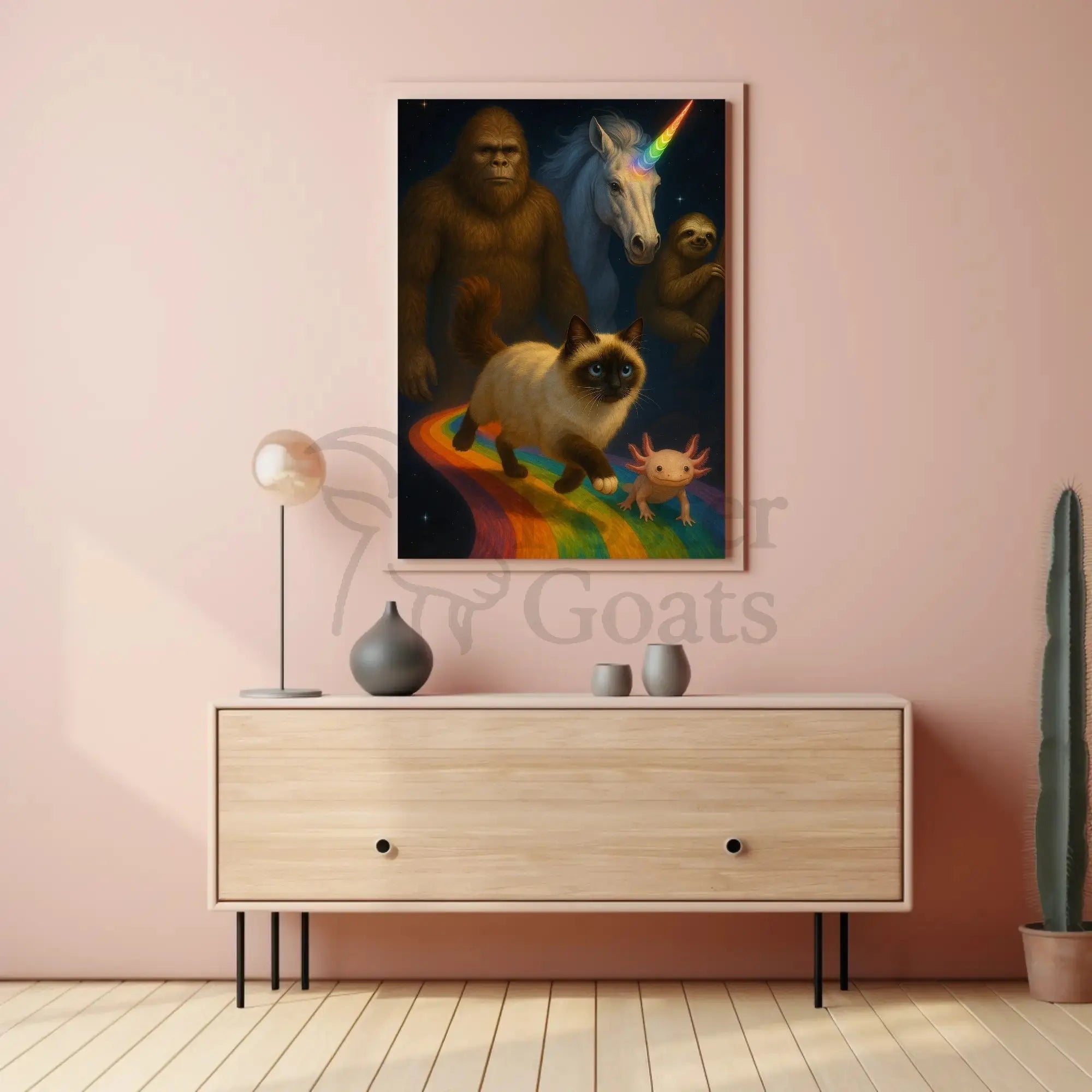Mythical Creatures on Cosmic Pathway Animal Poster PosterGoat