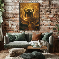 Mythical Minotaur Labyrinth Confrontation Fantasy Artistic Poster PosterGoat
