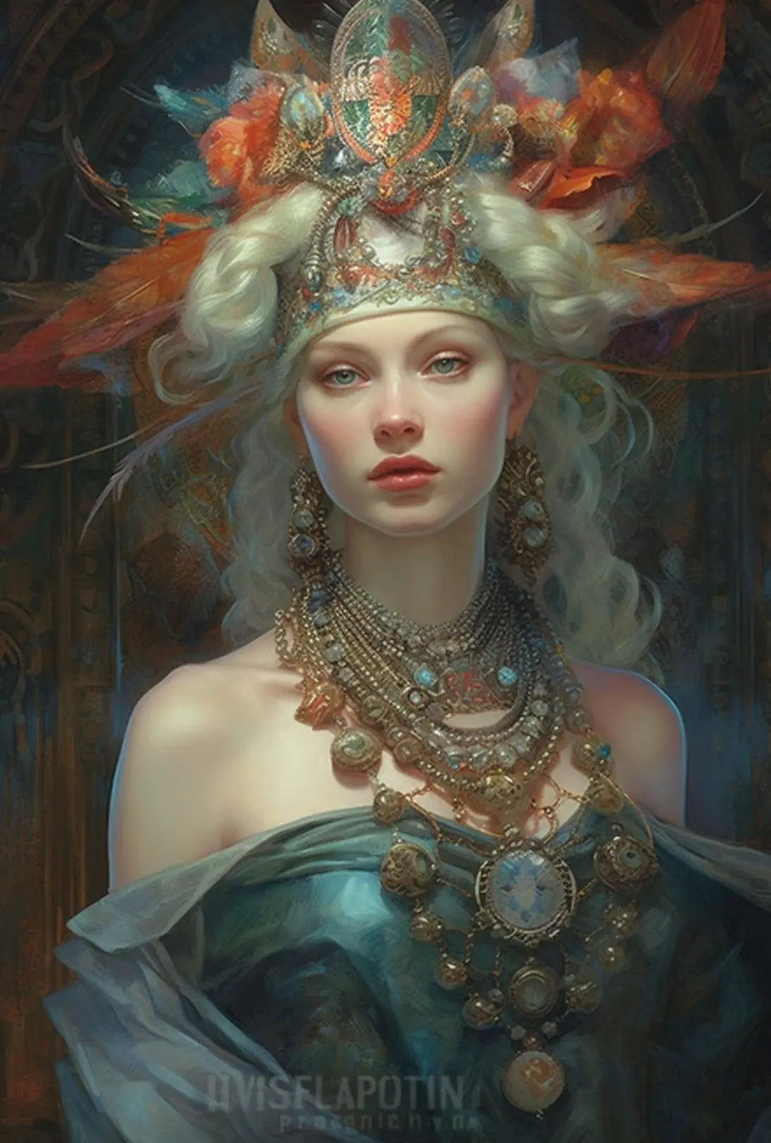 Mythical Regal Goddess in Fantasy Art Poster PosterGoat