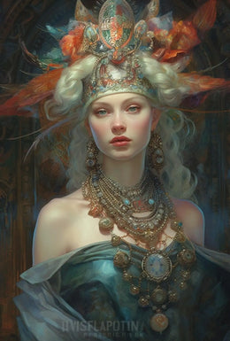 Mythical Regal Goddess in Fantasy Art Poster PosterGoat