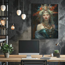 Mythical Regal Goddess in Fantasy Art Poster PosterGoat