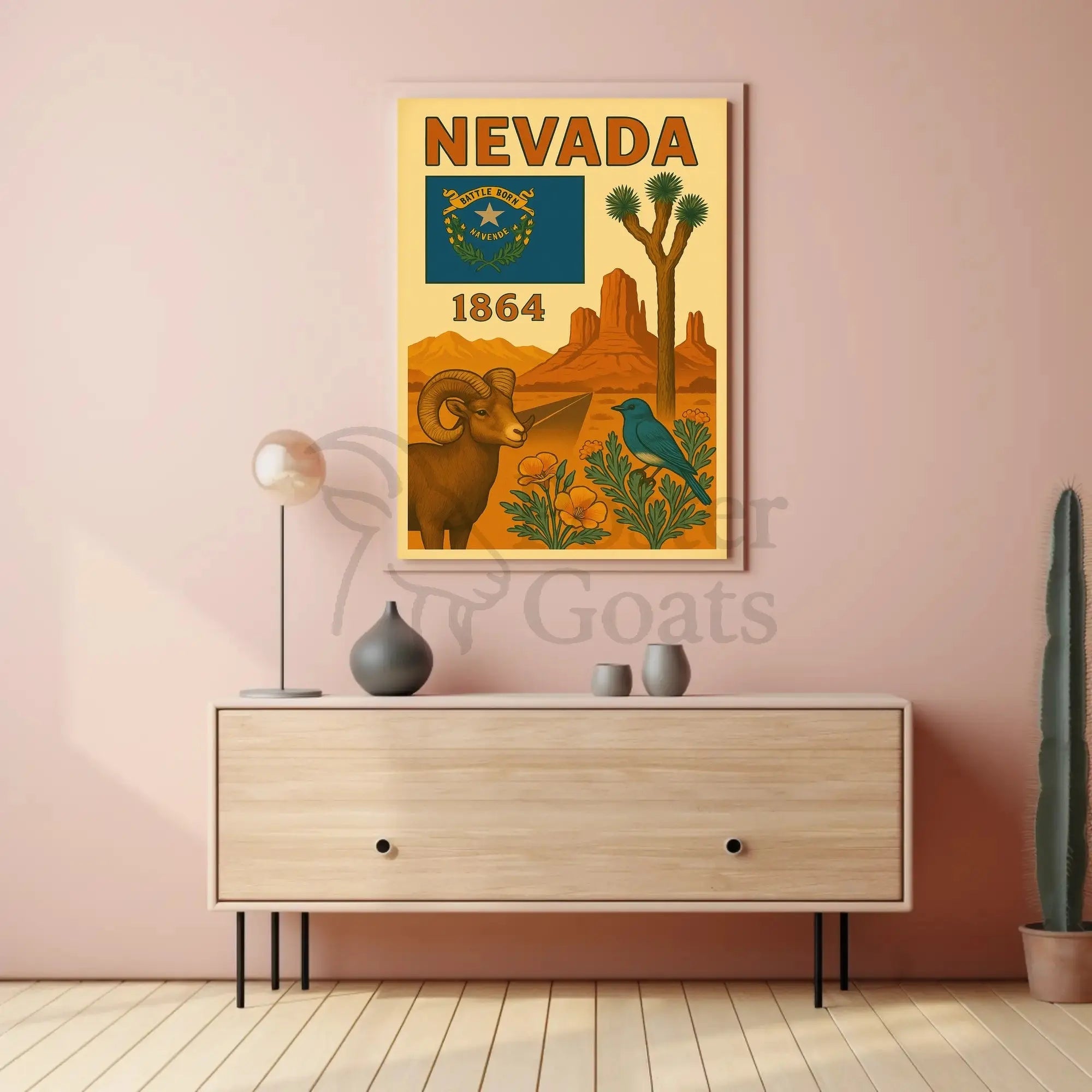 NEVADA Heritage Landscapes Illustrated Travel Poster PosterGoat