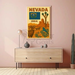 NEVADA Heritage Landscapes Illustrated Travel Poster PosterGoat