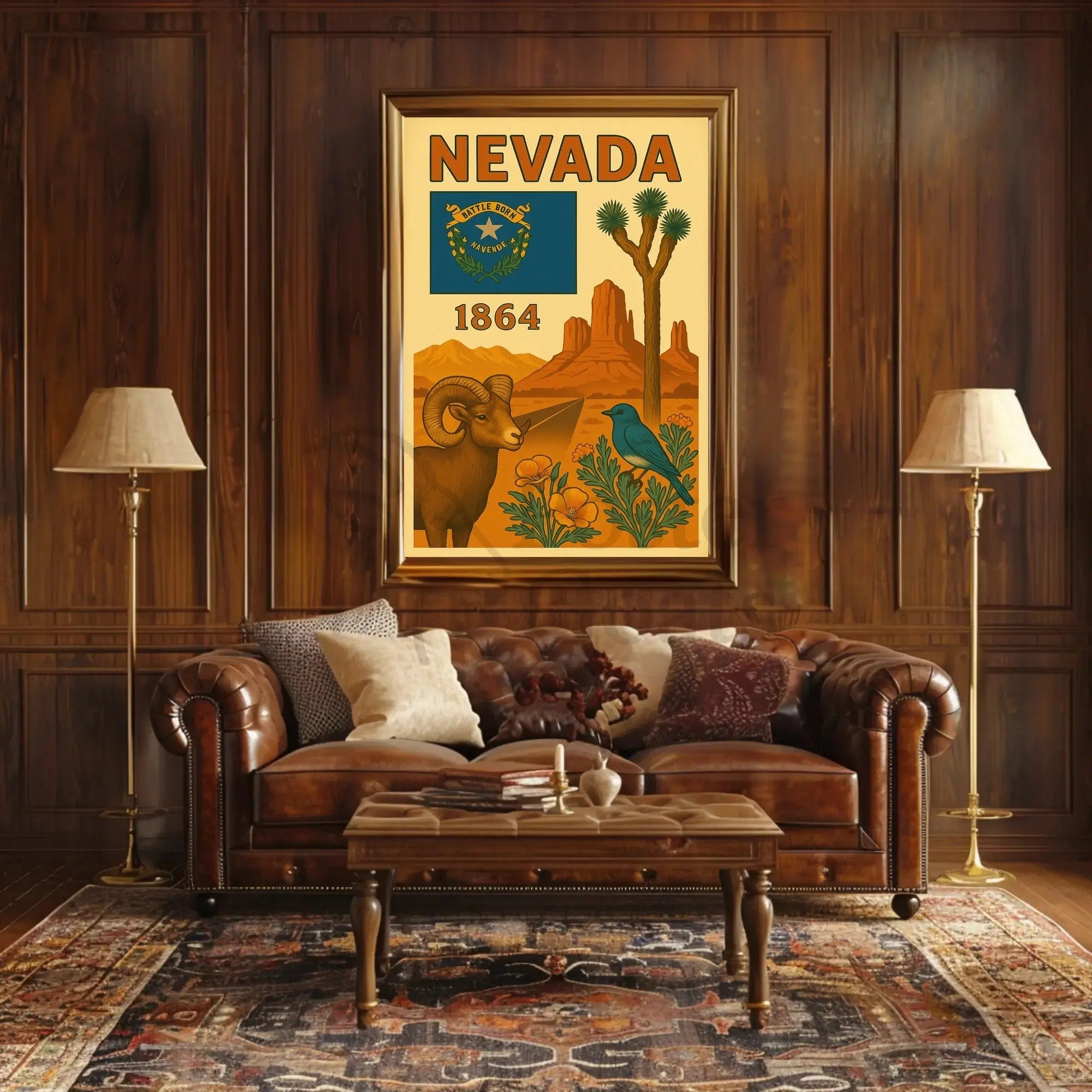NEVADA Heritage Landscapes Illustrated Travel Poster PosterGoat