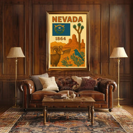 NEVADA Heritage Landscapes Illustrated Travel Poster PosterGoat