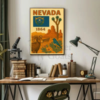 NEVADA Heritage Landscapes Illustrated Travel Poster PosterGoat
