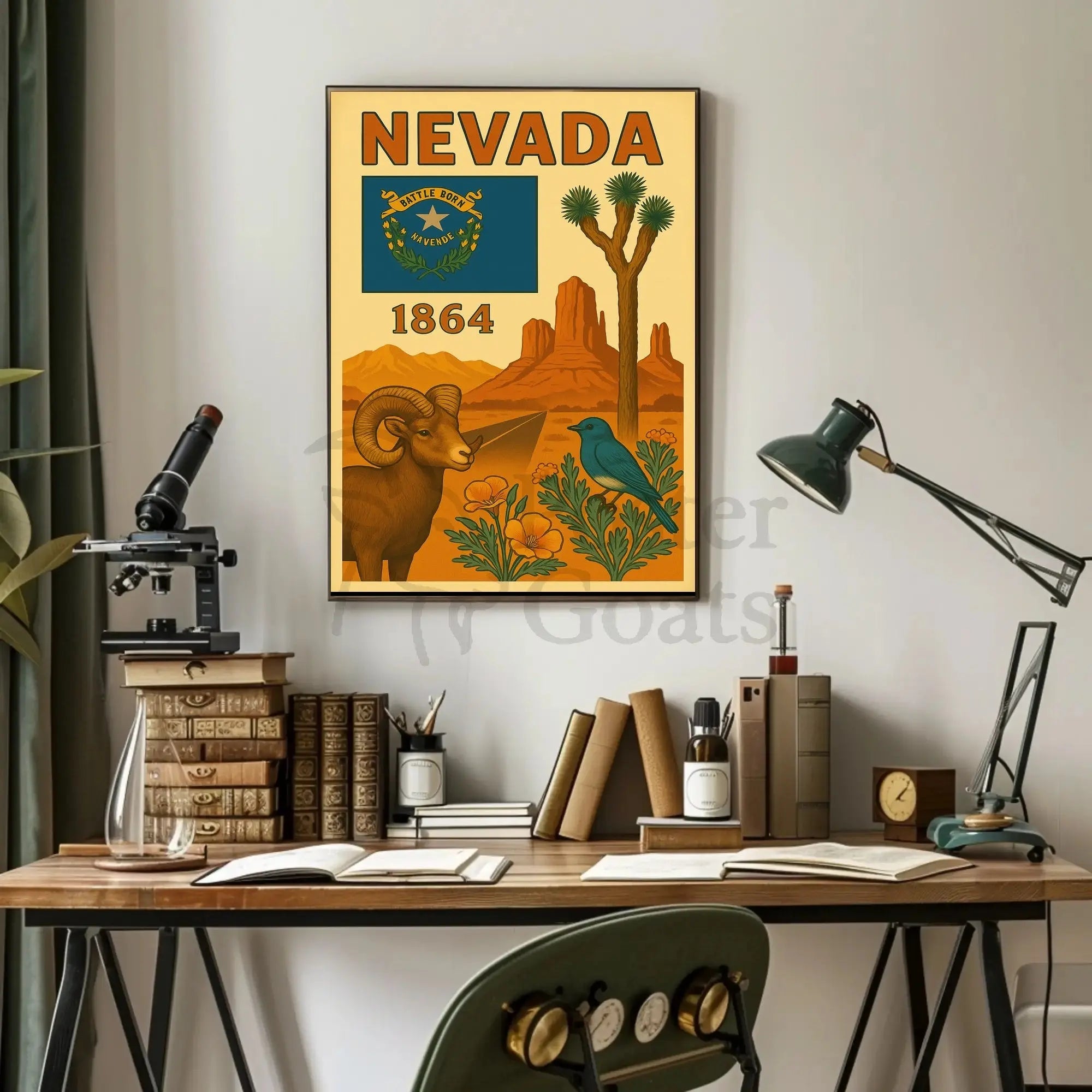 NEVADA Heritage Landscapes Illustrated Travel Poster PosterGoat