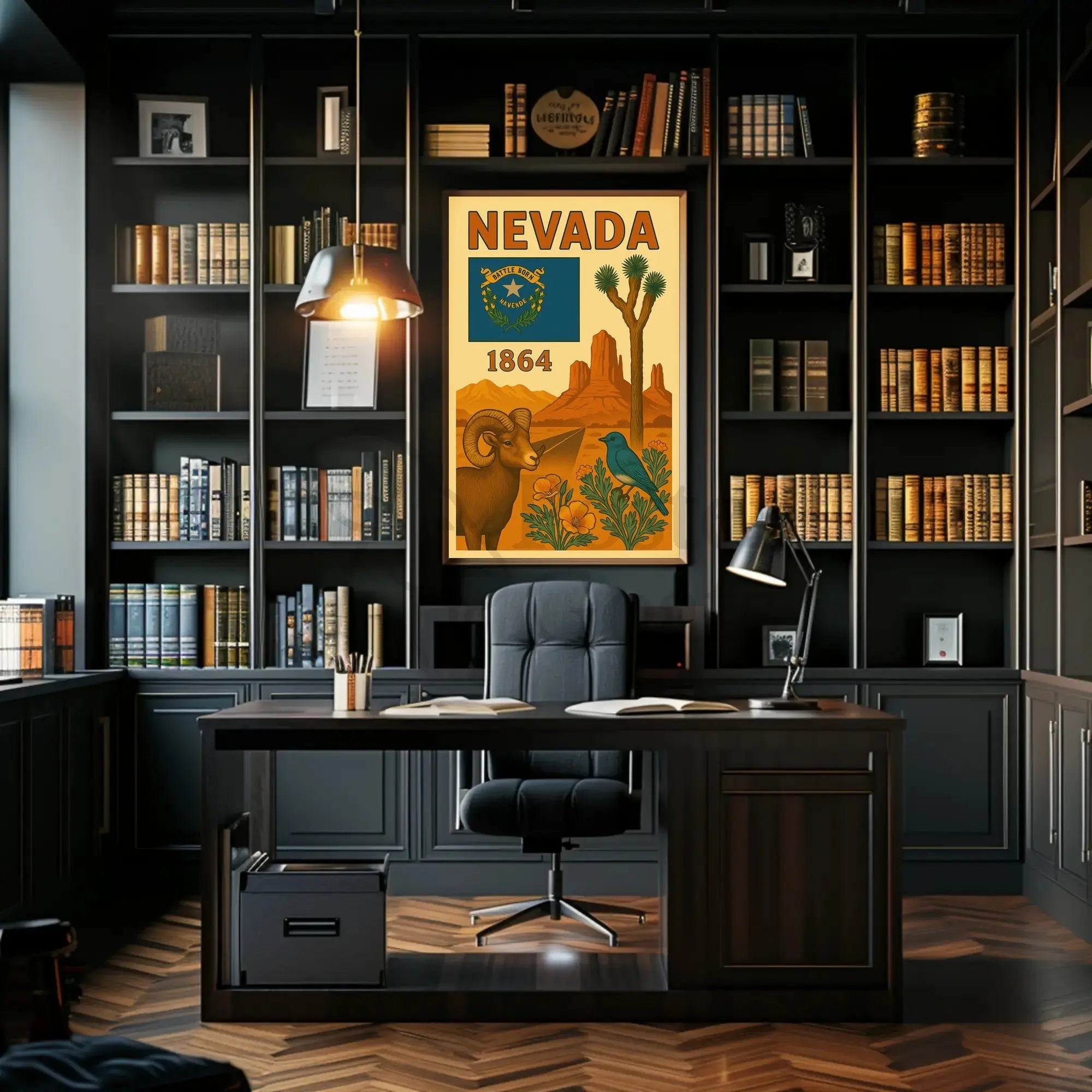 NEVADA Heritage Landscapes Illustrated Travel Poster PosterGoat