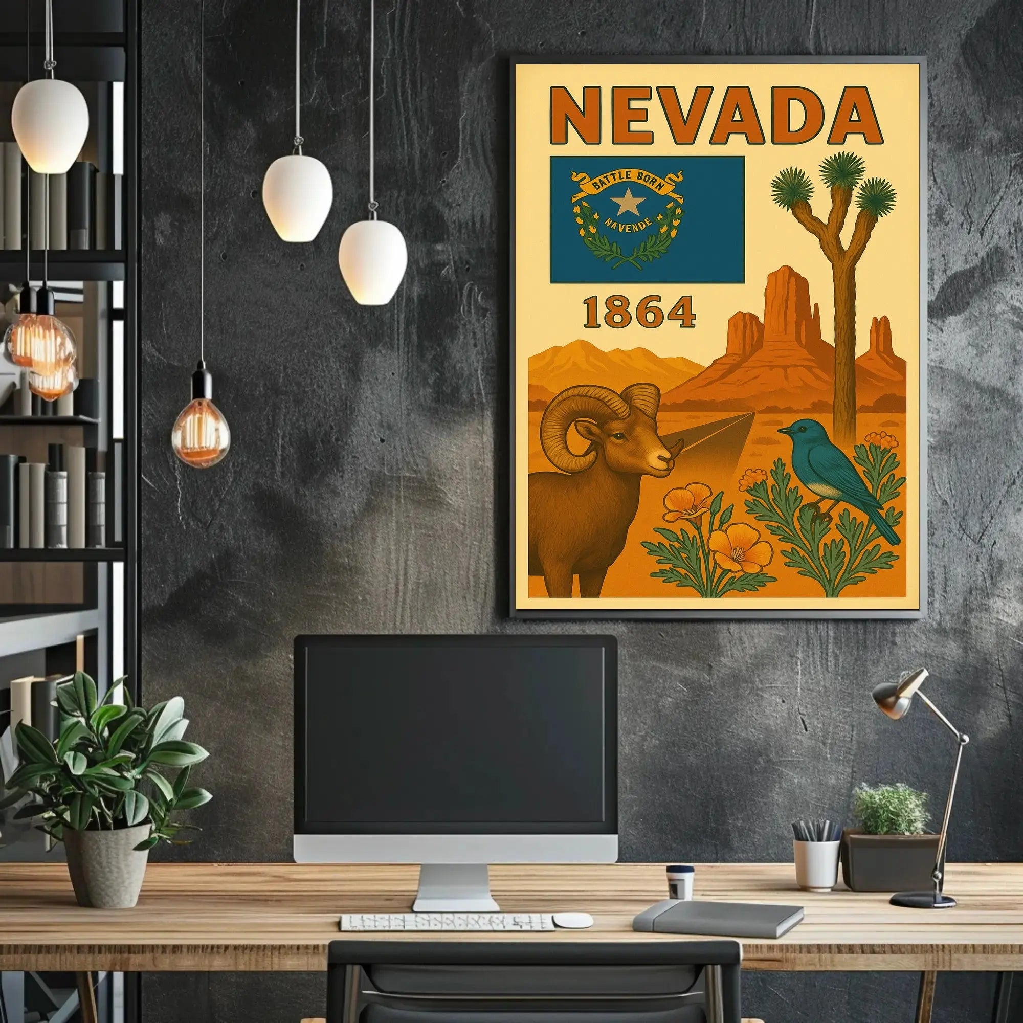 NEVADA Heritage Landscapes Illustrated Travel Poster PosterGoat
