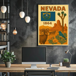 NEVADA Heritage Landscapes Illustrated Travel Poster PosterGoat