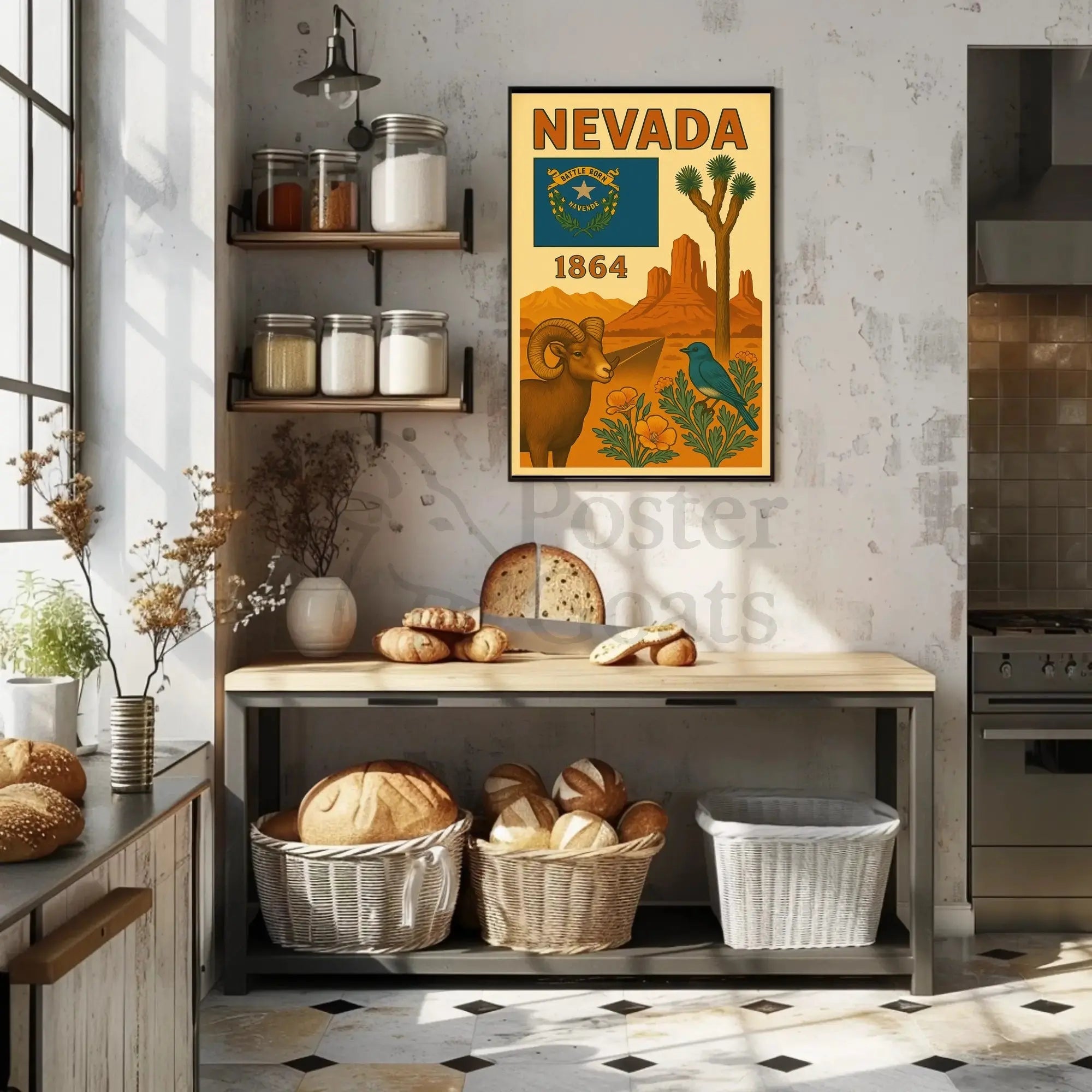 NEVADA Heritage Landscapes Illustrated Travel Poster PosterGoat