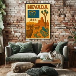 NEVADA Heritage Landscapes Illustrated Travel Poster PosterGoat