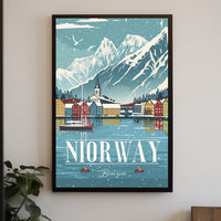 NORWAY Scenic Bergen Vintage Travel Poster PosterGoat