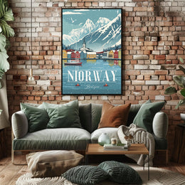 NORWAY Scenic Bergen Vintage Travel Poster PosterGoat