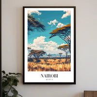 Nairobi Skyline and Savannah Travel Poster PosterGoat
