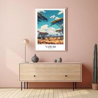 Nairobi Skyline and Savannah Travel Poster PosterGoat