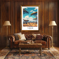 Nairobi Skyline and Savannah Travel Poster PosterGoat