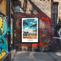 Nairobi Skyline and Savannah Travel Poster PosterGoat