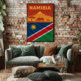 Namibia Wildlife Silhouette Travel Art Poster PosterGoat