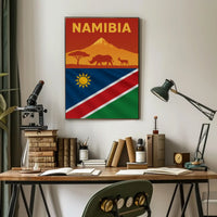 Namibia Wildlife Silhouette Travel Art Poster PosterGoat