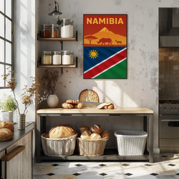 Namibia Wildlife Silhouette Travel Art Poster PosterGoat