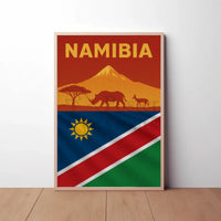 Namibia Wildlife Silhouette Travel Art Poster PosterGoat