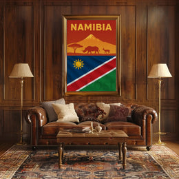 Namibia Wildlife Silhouette Travel Art Poster PosterGoat