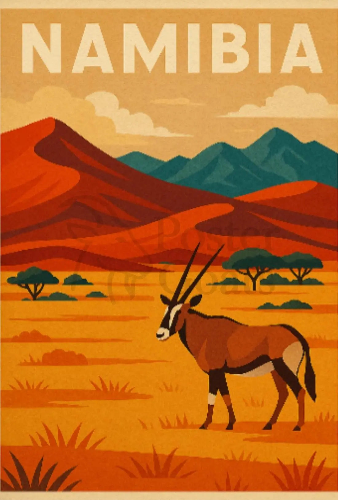 Namibian Landscape Adventure Vintage Travel Poster PosterGoat
