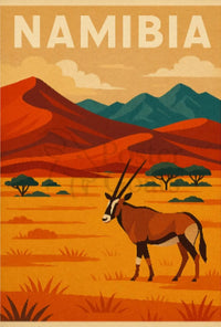Namibian Landscape Adventure Vintage Travel Poster PosterGoat
