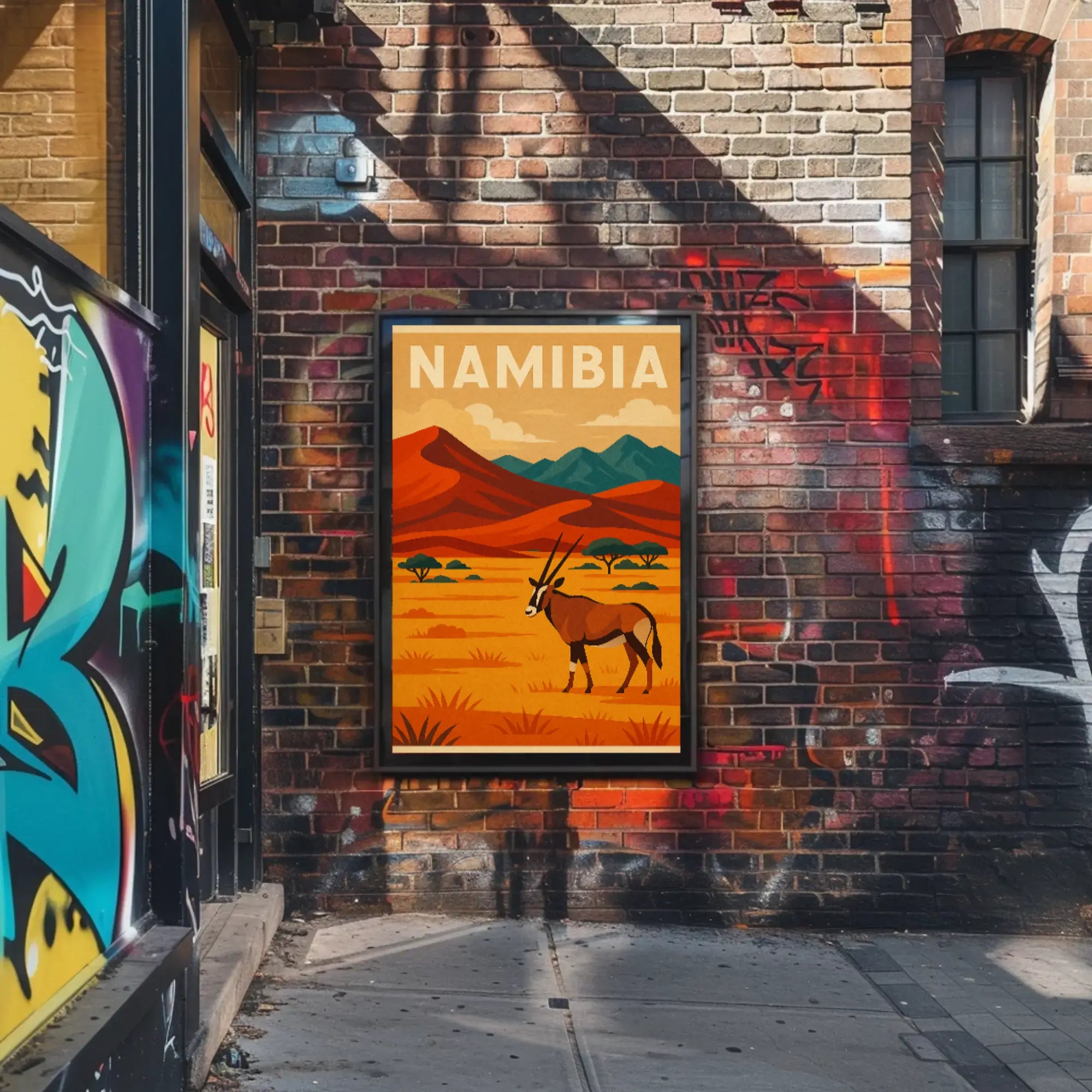 Namibian Landscape Adventure Vintage Travel Poster PosterGoat