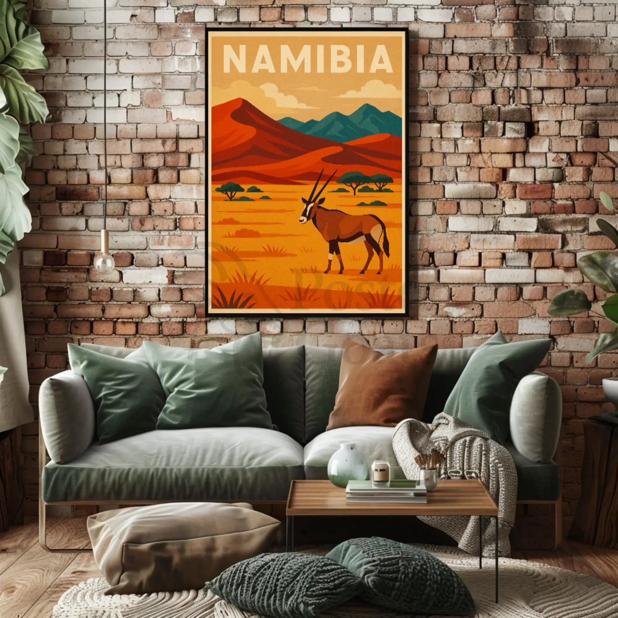 Namibian Landscape Adventure Vintage Travel Poster PosterGoat