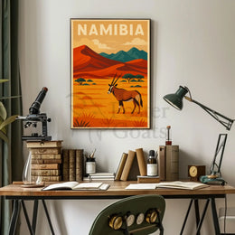 Namibian Landscape Adventure Vintage Travel Poster PosterGoat